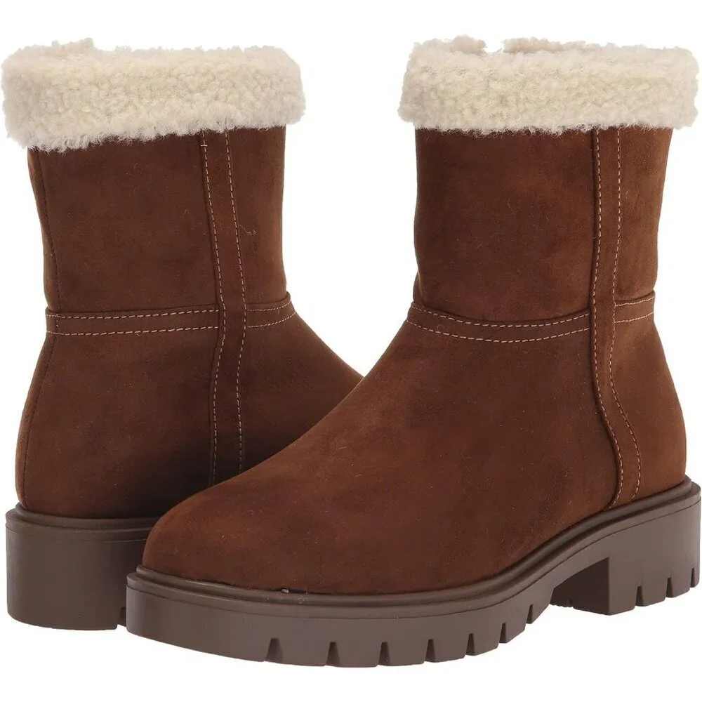 XOXO Espirt Women's Ariana Fashion Boot Block Heel Size 7.5 Walnut New
